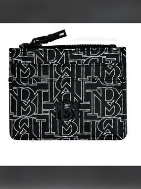 Badgley Mischka Black and White Logo Zip Card Case